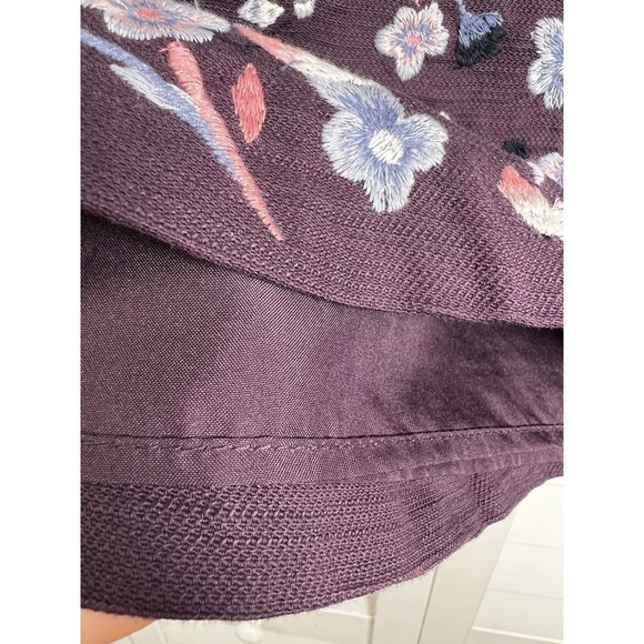 Loft Floral Embroidered Boho Lined Mini Skirt Women's Size 8 Purple - Picture 7 of 11